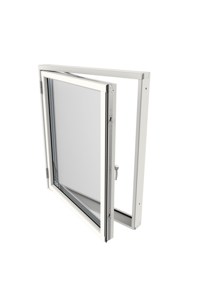 Outline 3-glas Alu, sidhängt fönster utsida öppen